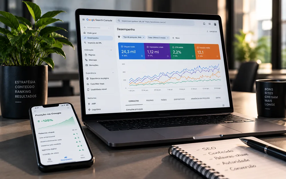 Painel de resultados de SEO no Google