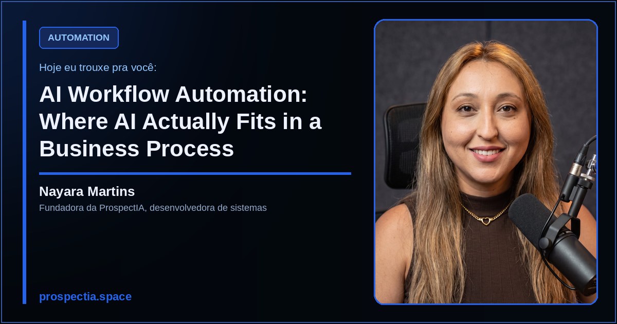 AI Workflow Automation: Where AI Actually Fits in a Business Process, artigo de Nayara Martins, desenvolvedora de sistemas sob medida