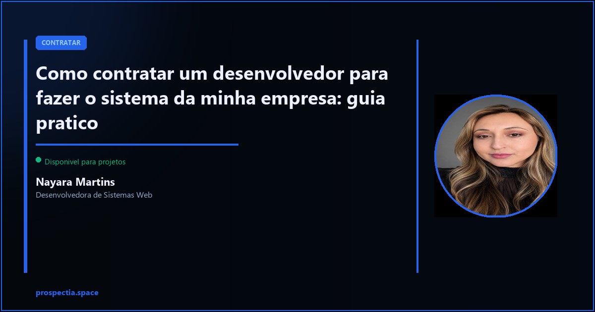 Como contratar um desenvolvedor para criar o sistema da sua empresa — Nayara Martins, Desenvolvedora de Sistemas Web, Assis SP