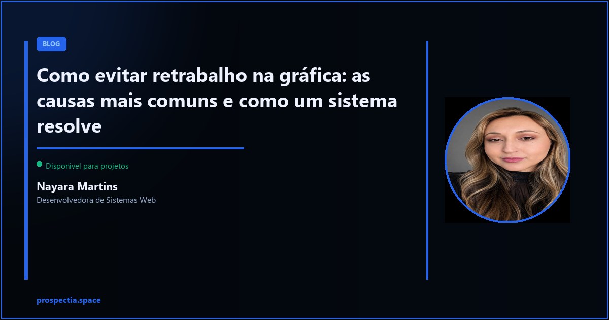 Retrabalho na grafica: causas, custos e como eliminar com sistema — Nayara Martins, Desenvolvedora de Sistemas Web, Assis SP