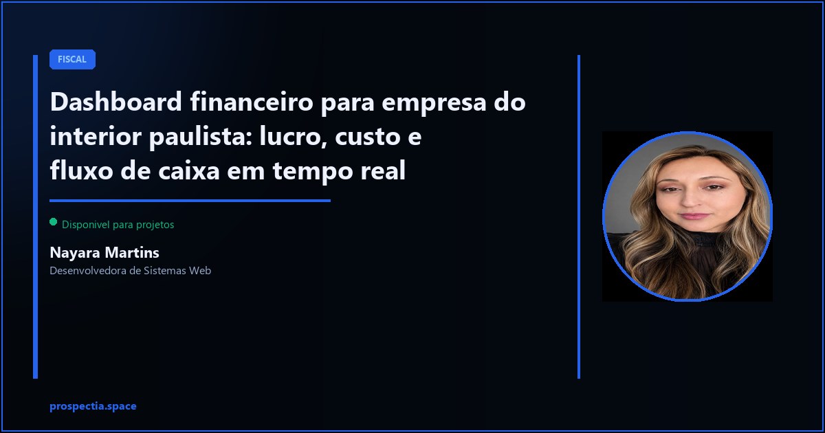 Dashboard financeiro para empresa do interior de SP: tome decisoes com numero, nao com intuicao — Nayara Martins, Desenvolvedora de Sistemas Web, Assis SP