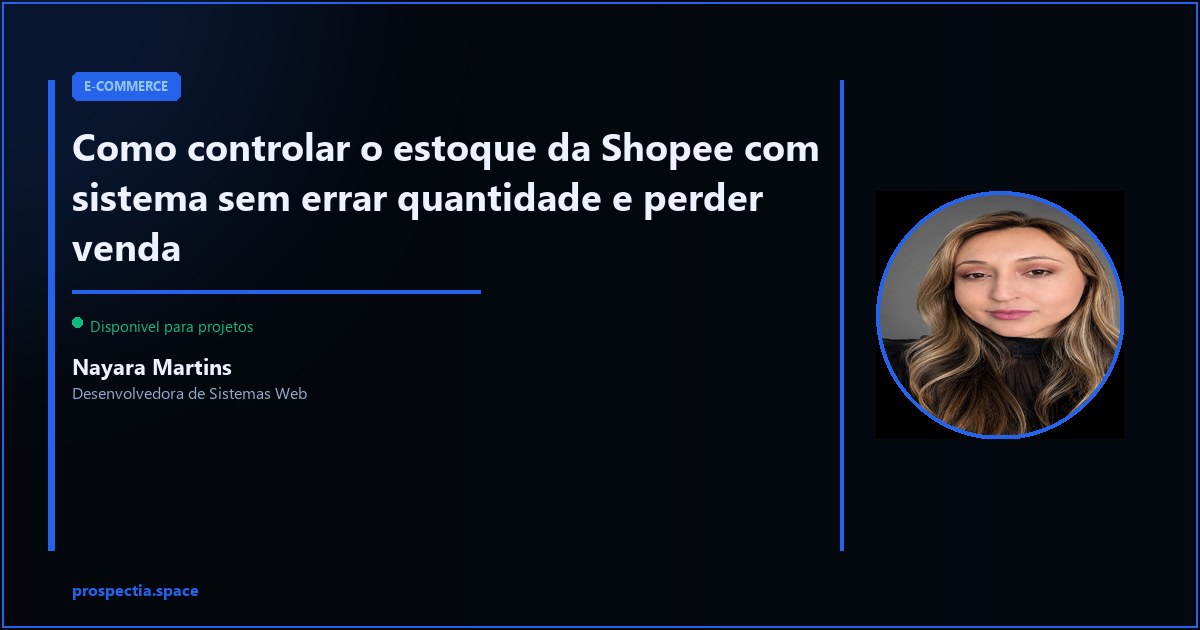 Controle de estoque na Shopee: como nao vender o que nao tem e nao perder venda por falta — Nayara Martins, Desenvolvedora de Sistemas Web, Assis SP