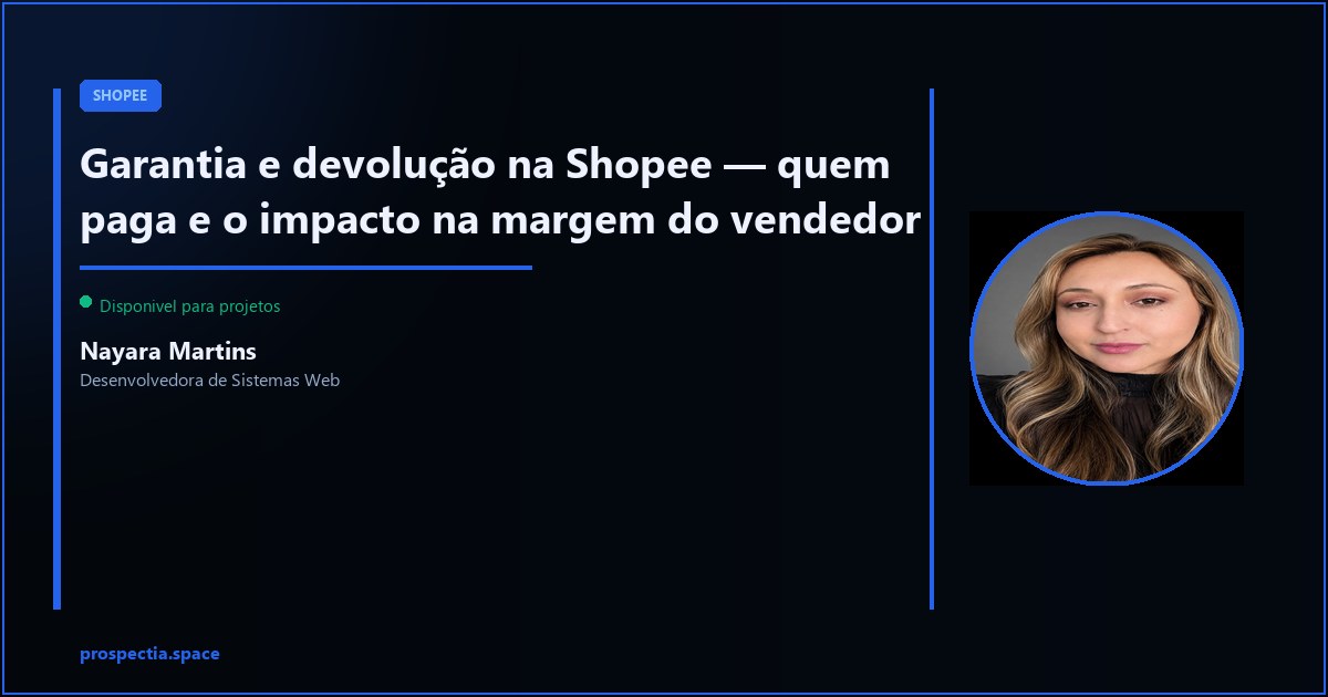 Garantia e devolução na Shopee — quem paga e o impacto na margem — Nayara Martins, Desenvolvedora de Sistemas Web, Assis SP