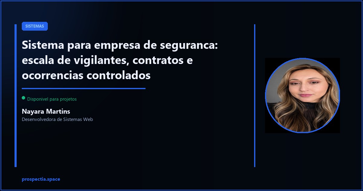 Sistema para empresa de seguranca e vigilancia: escala, contrato e relatorio de ocorrencia — Nayara Martins, Desenvolvedora de Sistemas Web, Assis SP