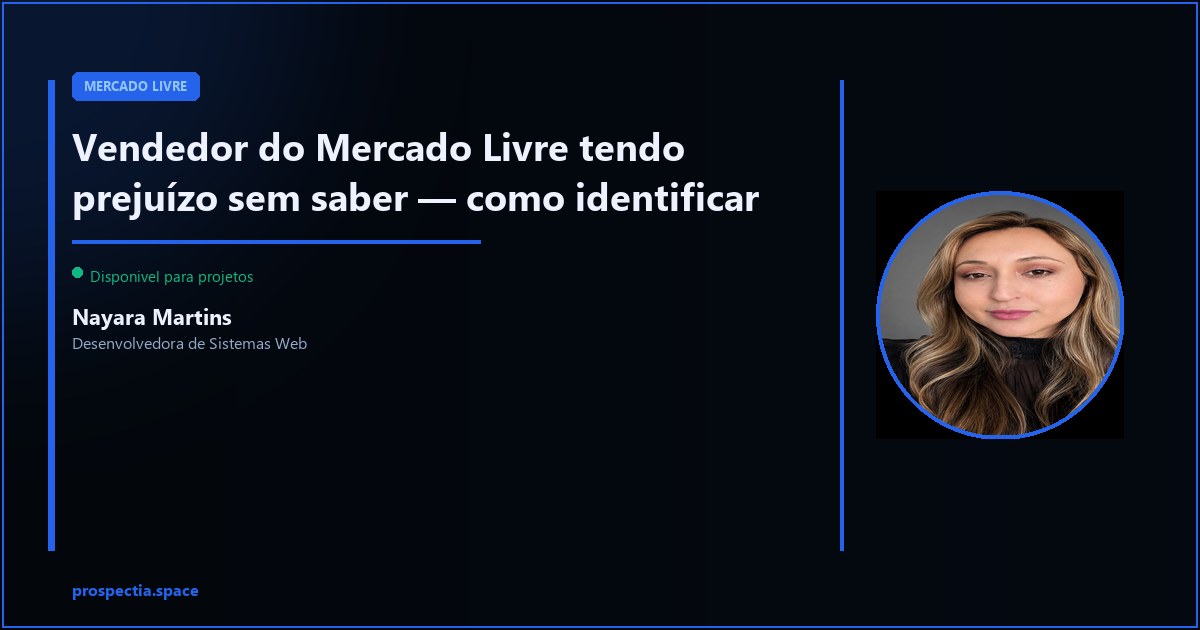 Vendedor do Mercado Livre tendo prejuízo sem saber — como identificar — Nayara Martins, Desenvolvedora de Sistemas Web, Assis SP